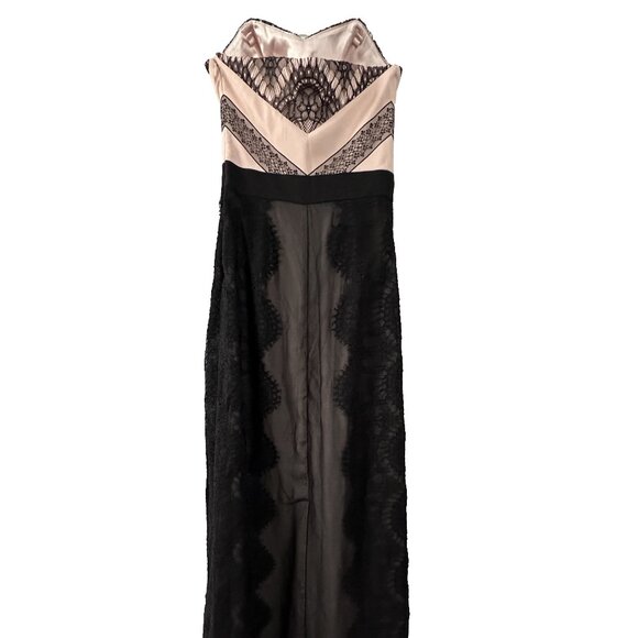 TED BAKER LONDON Black and Nude Pink Lace Detail Maxi Dress - Picture 11 of 14